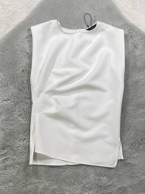 Zara Tops - Zara White Sleeveless Asymmetric Shell Top